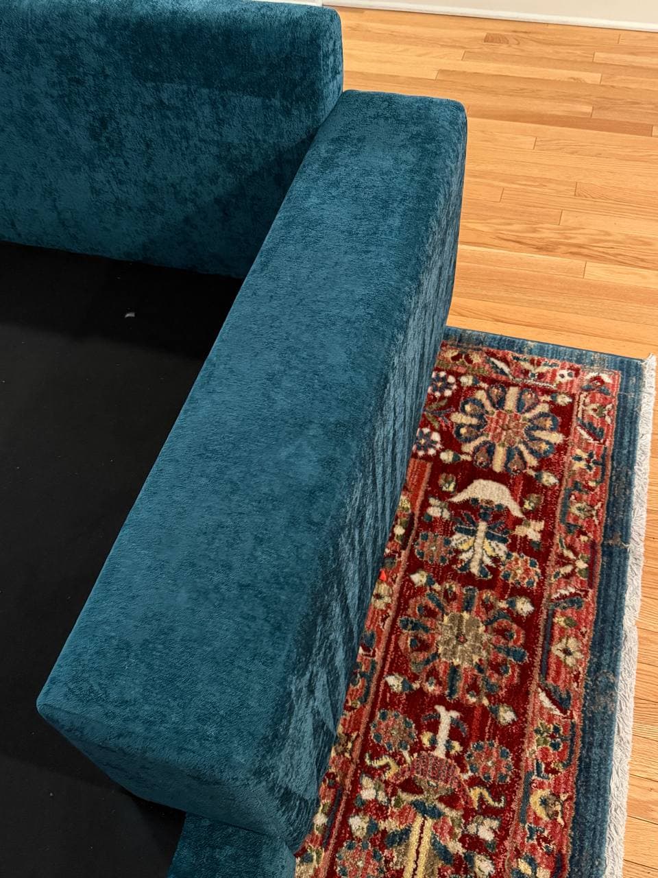 Same couch armrest after PureLoom cleaning