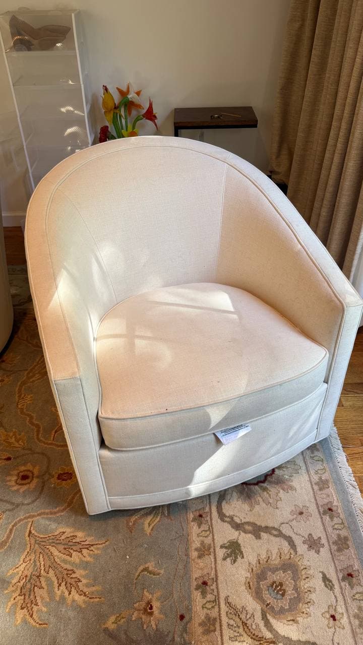 Upholstered armchair cleaned by PureLoom in a Rochester, NY home