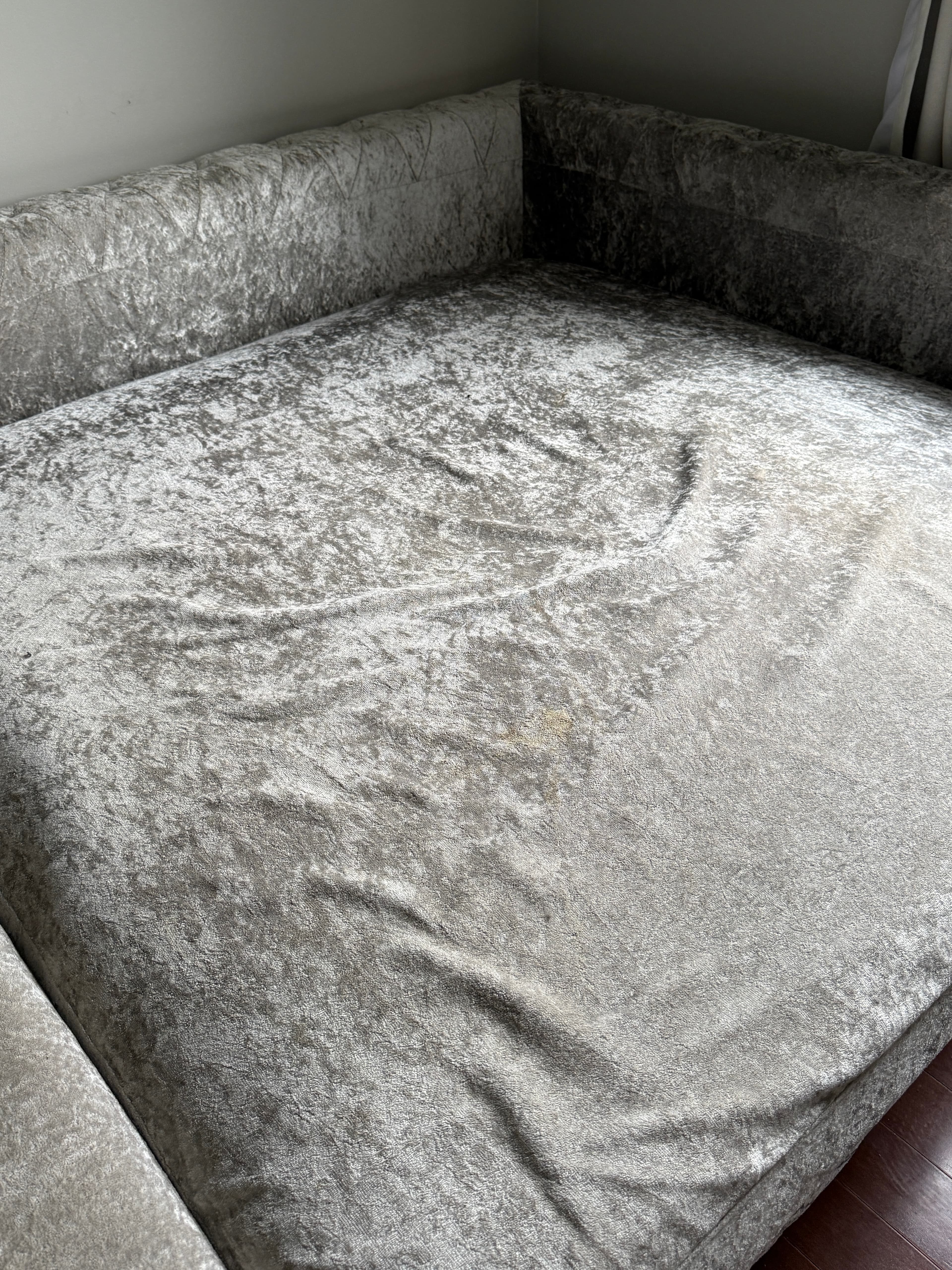 Silver Sofa before PureLoom cleaning